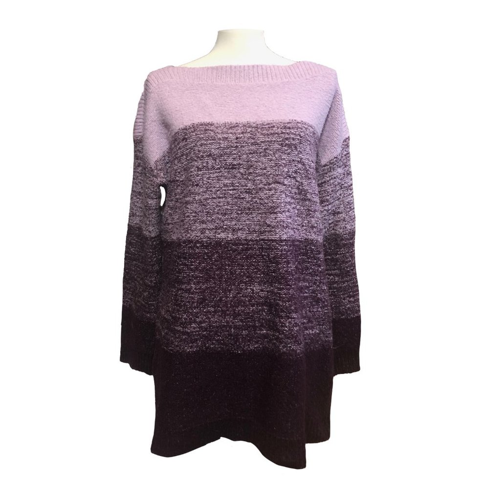 Michel Studio Striped Boat Neck Sweater in Purple